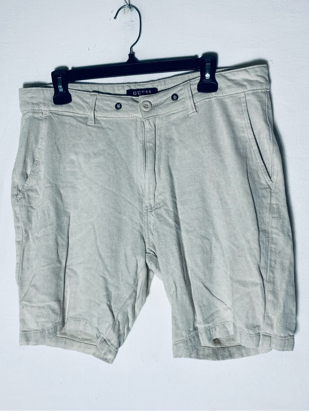 GUESS Beige Cotton Flax Blend Flat Front Casual Shorts 34 Coastal Resort